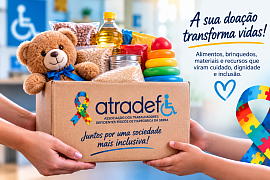 Sua ajuda transforma vidas. A ATRADEF recebe doações de alimentos, brinquedos, itens de necessidade e recursos destinados aos nossos projetos sociais. Pessoas e empresas também podem contribuir por meio de parcerias, serviços e apoio às nossas ações. Cada contribuição fortalece a inclusão e nos ajuda a chegar a quem mais precisa.